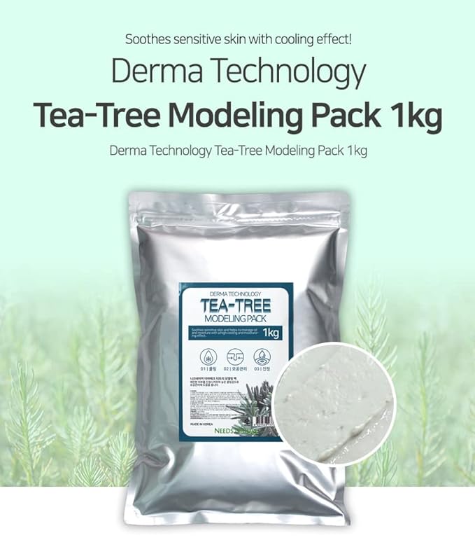 Modeling Mask with Tea Tree – NEEDS NATURE Korean Rubber Mask for Face – Cooling & Skin Balancing Spa Pack | 1000g Set with tool