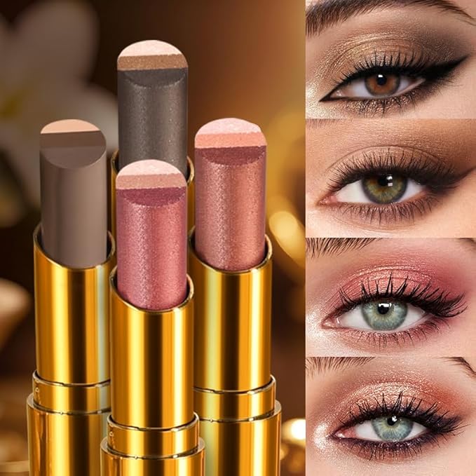 Eyeshadow Stick Makeup – Tri-Color Eye Shadow, Blendable Cream Matte Eyeshadow Stick for Long-Wear Beauty Looks, Smudge-Resistant & Easy to Apply – Matte Earth Tone