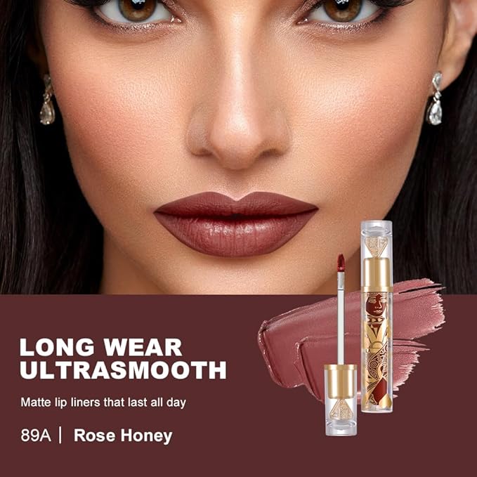 Matte Velvet Lip Stain, Long-Lasting Lip Tint, Waterproof Non-Sticky Lip Color, Transfer-Proof Smudge-Proof Lip Stain, Cloud-Like Soft Blurring Texture with Misty Velvet Finish, Rose Vine-89A