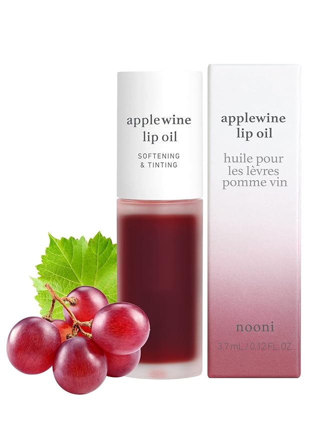 NOONI Korean Vegan Lip Oil - Applewine, 0.12 Fl. Oz. + Korean Lip Oil - Appleginseng, 0.12 Fl. Oz. Bundle