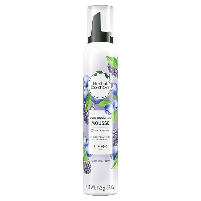 Herbal Essences Curl Boosting Mousse, Frizz Control for Curly & Wavy Hair, Long-Lasting Hold with Berry Scent, Paraben & Dye-Free, Cruelty-Free, 6.8 Fl Oz Each, 3 Pack