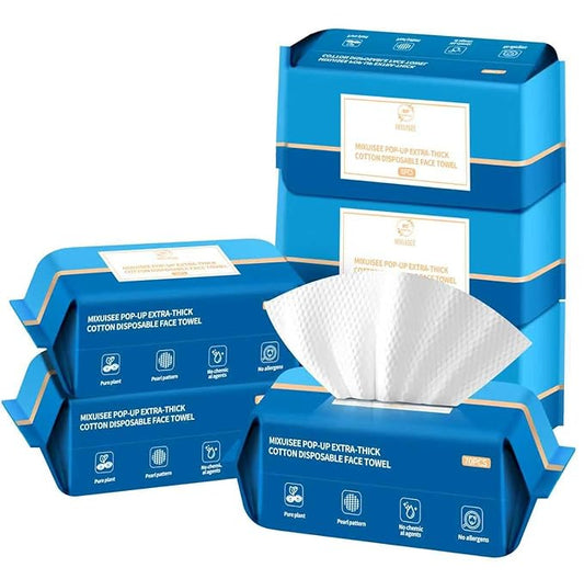 Disposable face towel. MIXUISEE thick and soft face towels. 100% cotton face cloths.facial towels 150% thickness.Remove makeup and cleansing.Suitable for sensitive skin. (Extra thick 420 pieces)