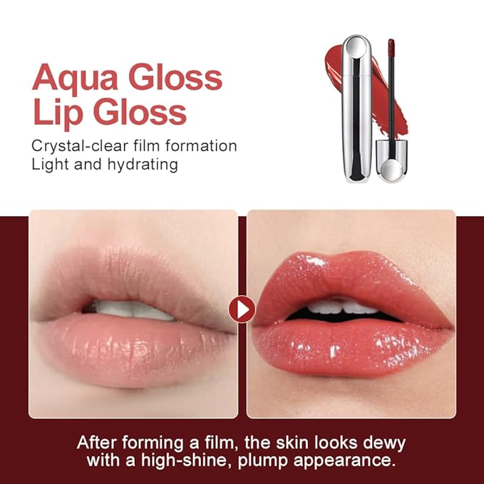 Houksouml Mirror Shine Lip Gloss, Hydrating Airy Lip Tint, Lightweight Water-Gloss Finish, Moisturizing Crystal Film Lip Glaze, Clear Non-Sticky, Juicy Hydration for Plump, Non-Drying Lips-609#