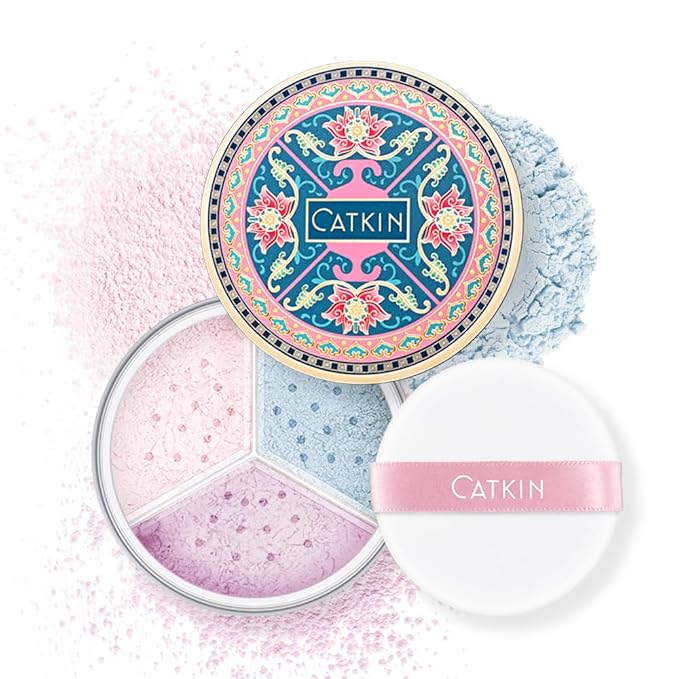 CATKIN Loose Setting Powder - Translucent Matte Finishing Powder, 3 Colors Even Skin Tone, Oil Control Makeup Pore Minimizing Powder with Velour Puff (0.42oz, C04 Matte for Dry Skin)