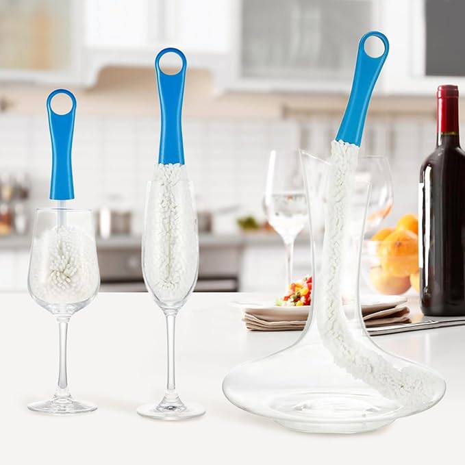 Wine Decanter Drying Stand with Rubber Coated Top to Prevent Scratches, Wine Decanter Drying Rack for Standard Large Wine Decanters, Decanter Cleaner Includes Cleaning Brush