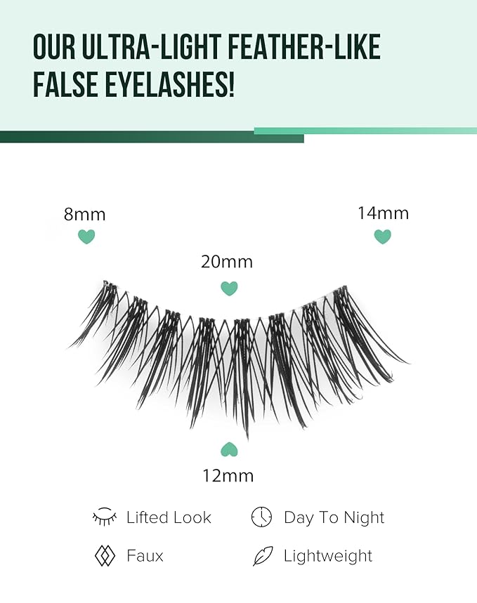 Manga Lashes Natural Look Anime Half Lashes Manhua False Eyelashes Clear Band Lashes 3D Wispy Corner Eyelashes Asian 3/4 Eye Lashes Pack Korean Style Manhwa Lashes 7 Pairs Manga05
