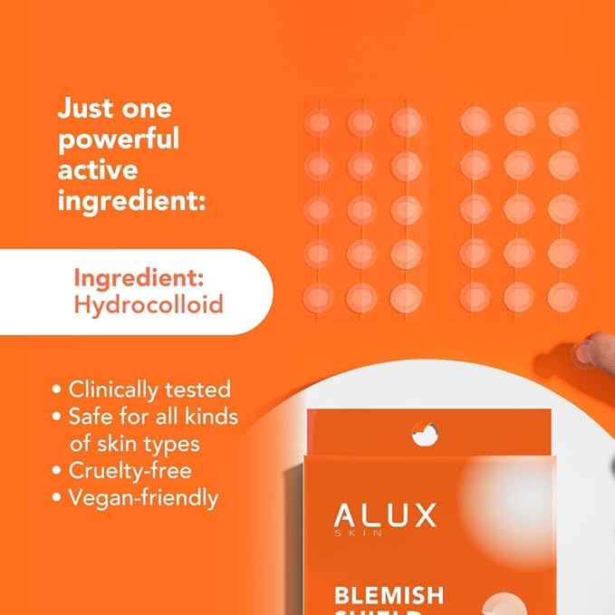 ALUX Skin Pimple Patches for Face, 180 Unit, Hydrocolloid Skin Care Acne, Safe for Sensitive Skin, Use Under Makeup, Absorbing Spot Cover Stickers for Zits, Blemishes, Pimples, Breakouts (6 pack)