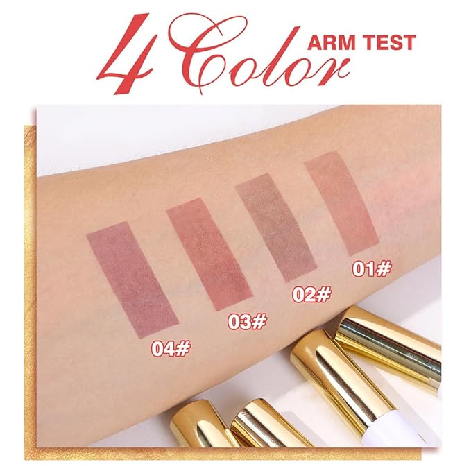 JUAAZIN All Day Lip Stain Peel Off Gold Liquid Lip Gloss Tattoo, Brownish Red Matte Finish Peel Off Lip Stain Masque, Long Lasting Waterproof Lip Tint, Transfer-proof for All Skin Types 02#