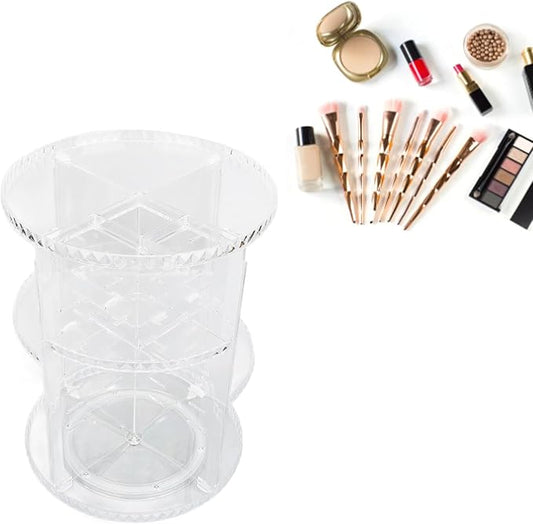 goodstumbler 360 Degree Rotation Rotating Makeup Organizer Transparent Stable Base Cosmetic Storage Box for Lipstick Skincare Beauty Vanity Countertop Organizer Transparent PS Material