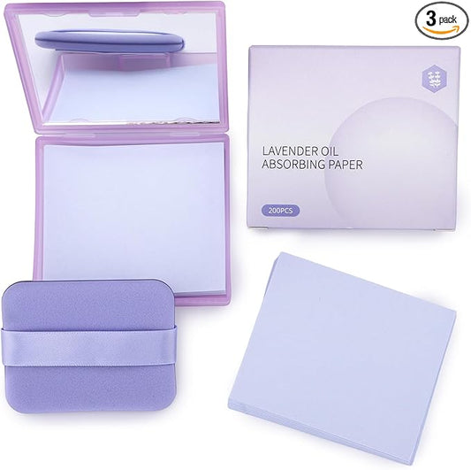 Erinde Oil Blotting Sheets for Face with Mirror and Puff, 300 Sheets Oil Blotting Paper for Oily Skin, Face Oil Absorbing Sheets, Natural Oil Control Film, Absorb Excess Oil, Makeup Friendly
