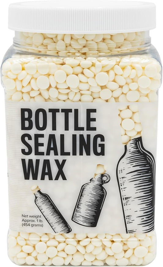 Blended Waxes, Inc. Bottle Sealing Wax Beads, Premium Pastille Wax Seal Beads For Wine, Beer, and Liquor Bottle Closure, Seals Between 25-30 Bottles, 1 lb, White
