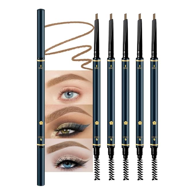 5 Pcs Eyebrow Pencils for Women, Waterproof Professional Makeup Micro Brow Pencil, Coffee Brow Kit with Eyebrow Brush, Ultra-Fine Mechanical Pencil, Vegan&Cruelty-Free (C03#Coffee)