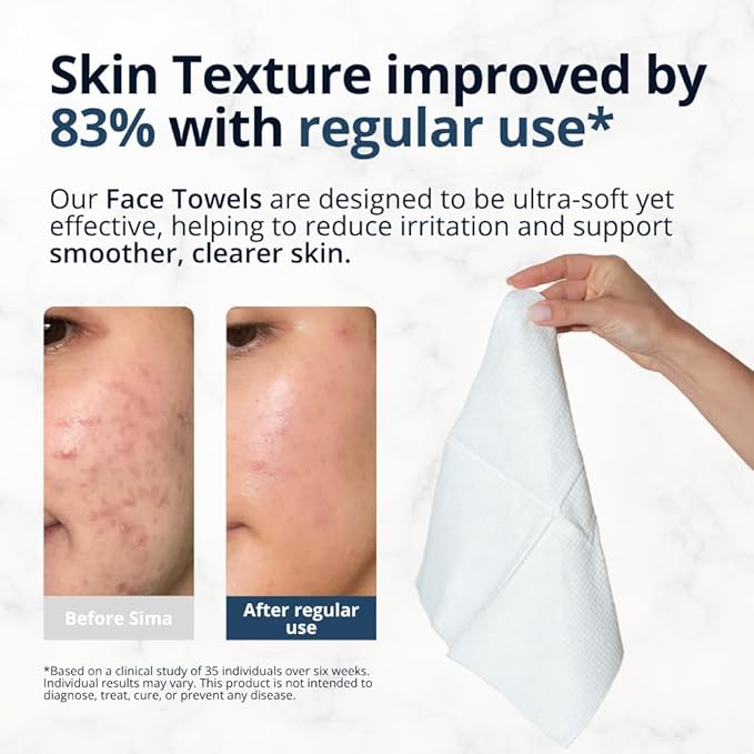 Sima Disposable Face Towels for Drying - 100% Cotton Face Wipes 100 Pack - Biodegradable Makeup remover for sensitive Skin, Gentle Clean facial cloth - Ultra-Soft & Lint-Free, Cruelty Free