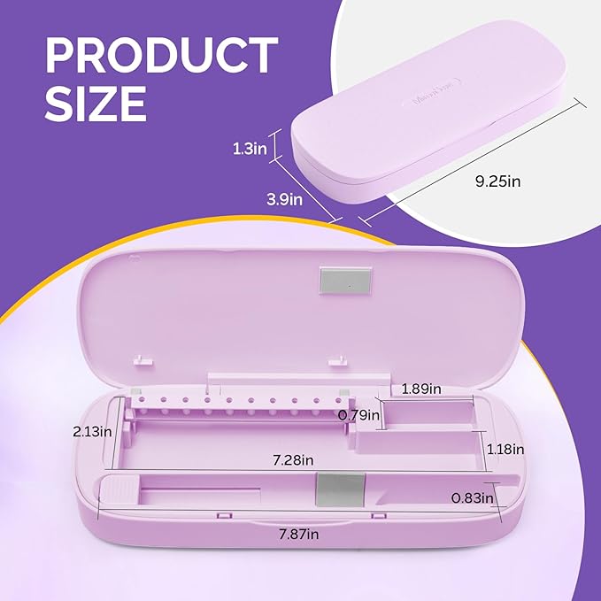 MelodySusie Acrylic Nail Tool Storage Box, Portable Dustproof Stand Displayer Holder Organizer Container Manicure Efile Accessories Nail Drill Kit Case, Travel Salon Home, Purple(Only Box)