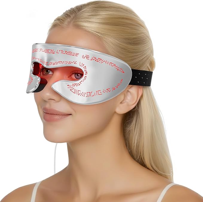 Red Light Therapy for Face, 660nm 850nm Eye Mask with Dual-Chip 48 LEDs, Infrared Red Light Therapy for Eyes, 3 Modes Portable Infrared Light Therapy Mask and LED Face Mask Device for Relax, Jet Lag.