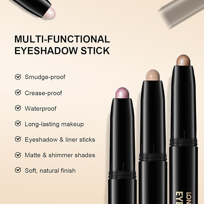 Erinde Waterproof Cream Eyeshadow Stick, Bright Pink Matte Eye Shadow Sticks, Cream to Powder Eyeshadow Crayon, Buildable & Blendable Long-Lasting Eye Shadow Stick, Vegan & Cruelty-Free, 05