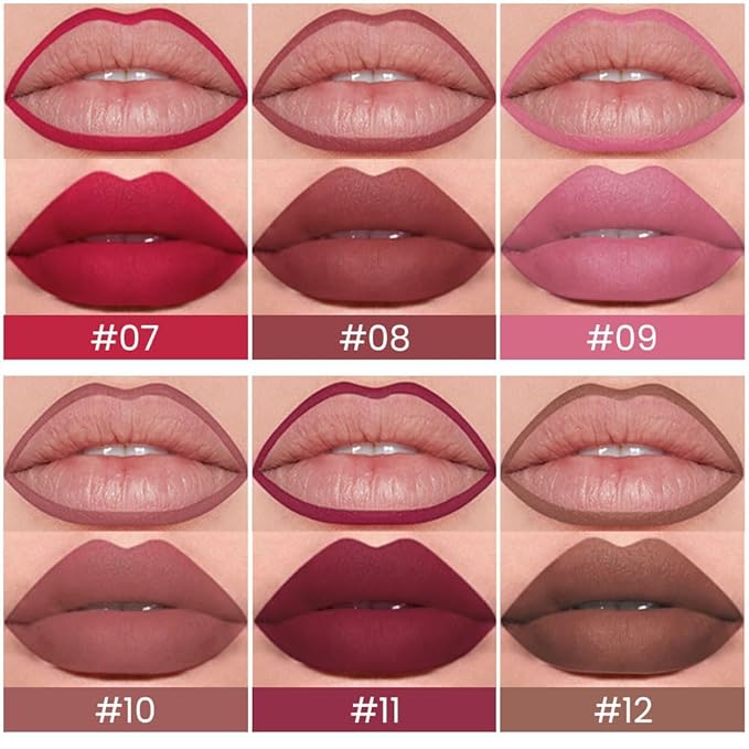 evpct 6Pcs Retractable Lip Liner Pencils Set Pack for Shaping & Sculpting Lips, Ruby Mauve Red Rose Nude Pink Plum Purple Taupe Brown Creamy Matte Gel Lip Liner Lipliners Pencil delineador de labios