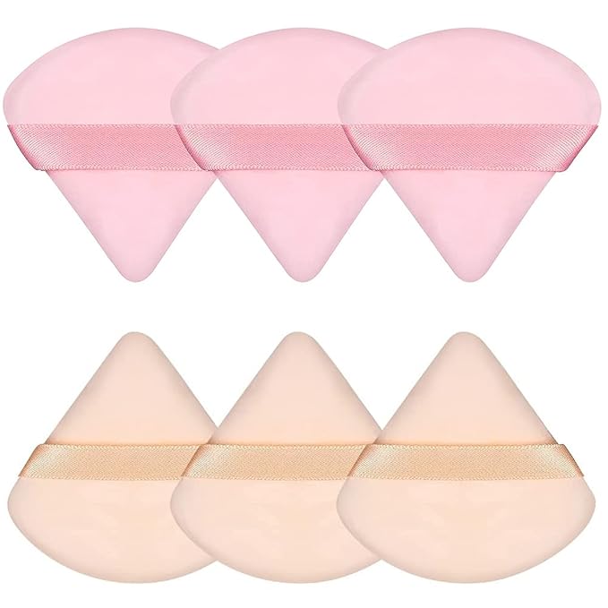 Pimoys 6 Pieces Powder Puff Face Triangle Makeup Sponge Soft Powder Puffs for Loose Powder Foundation Sponge Setting Powder Puff Makeup Tool, Valentines Day Gifts for Women