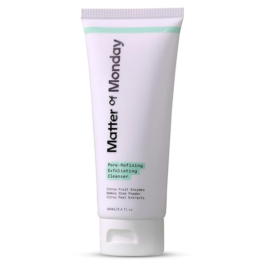 Pore Minimizing Face Wash - Exfoliating Cleanser with Fruit Enzymes & Bamboo - Daily Facial Cleanser for Oily Acne Prone Skin - Deep Pore Cleanser