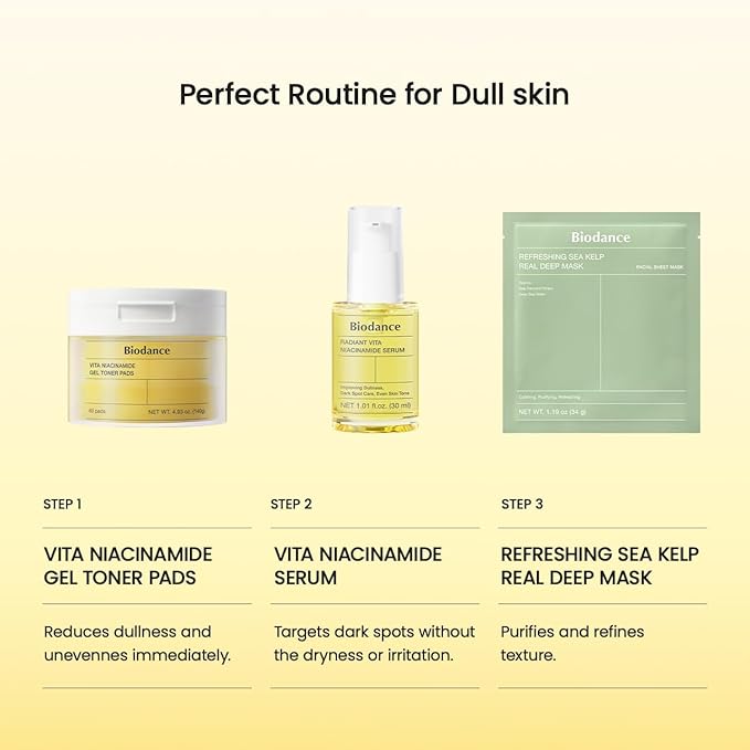 BIODANCE Radiant Vita Niacinamide Serum, for Even Tone Dark Spot Care with Vitamin C, Hydrating for Sensitive Skin, Filter Glow Serum, Korean Skin Care, Gifts for Women | 1.01 floz x 1 ea