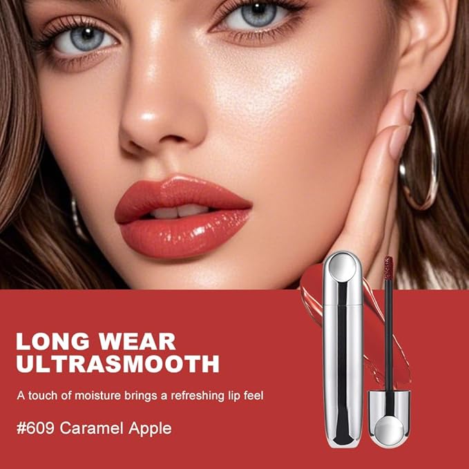 Houksouml Mirror Shine Lip Gloss, Hydrating Airy Lip Tint, Lightweight Water-Gloss Finish, Moisturizing Crystal Film Lip Glaze, Clear Non-Sticky, Juicy Hydration for Plump, Non-Drying Lips-609#