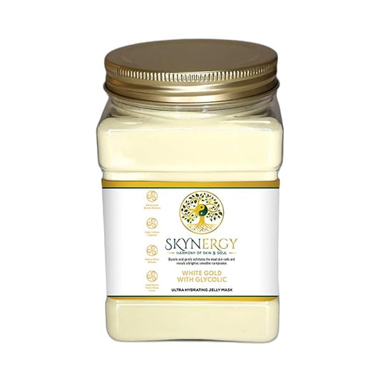 White Gold with Glycolic Jelly Mask - Hydro Glo Mask for Hydration & Glow - Professional Peel Off Face Mask - Suitable for All Skin Types, Vajafacial Jelly Mask | 12 Applications (30 Fl Oz)