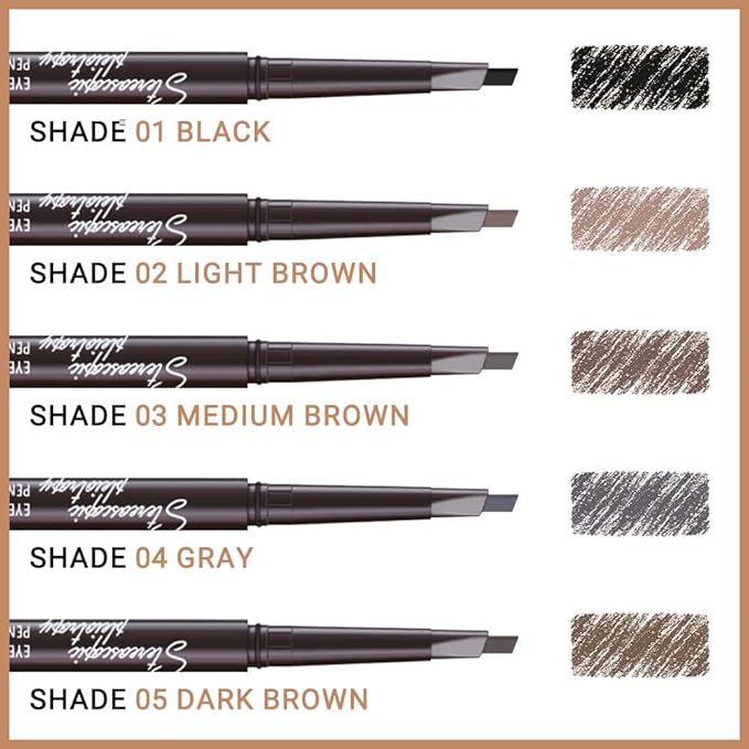 4 Pcs Ultimate Eyebrow Retractable Definer Pencils,Dual-Sided Natural Soft Textured Eyebrow Pencil for Daily Look Eyebrow Makeup,Brow Brush,Fine Tip lapiz de cejas-Black
