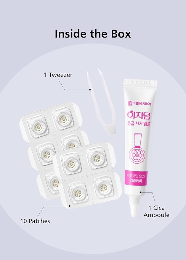 DWEasyDerm Quick Calming Magnesium Patches(20 patches) with Cica Ampoule - Intensive Care, Pimple patches, Hydrocolloid Band, Zits Spot care Overnight Home Care 2-8 hours, New boxs types