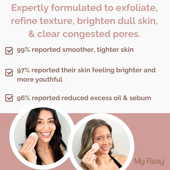 Multi Acid Toner Pads, Exfoliating Face Pads with Glycolic, Lactic, Mandelic, Kojic, & Salicylic Acid. Skin Pore Reducing, Toning, Resurfacing Facial Treatment for Wrinkles & Dull Skin - 50 Count