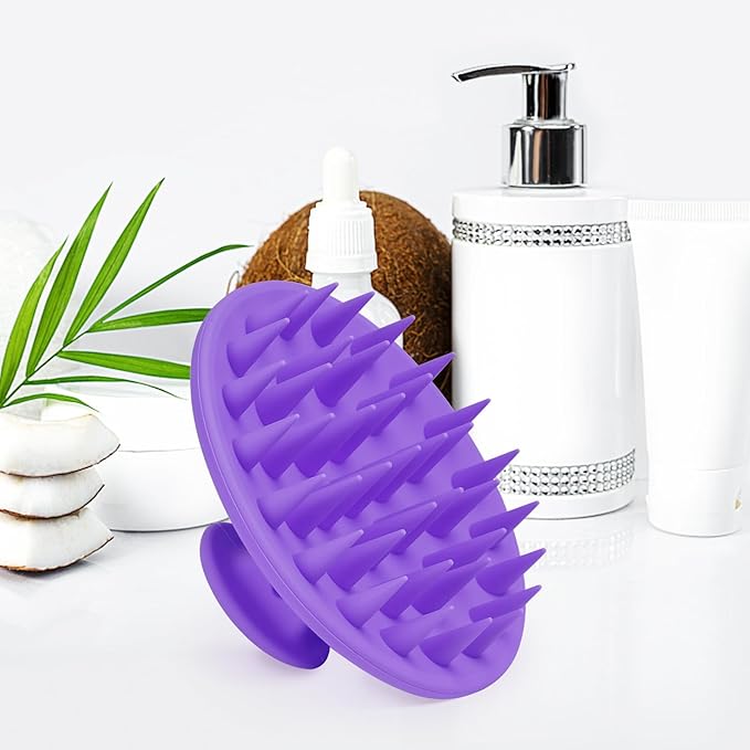 Meartchy Silicone Scalp Massager Shampoo Brush, Scalp Scrubber for Hair Growth (Purple)