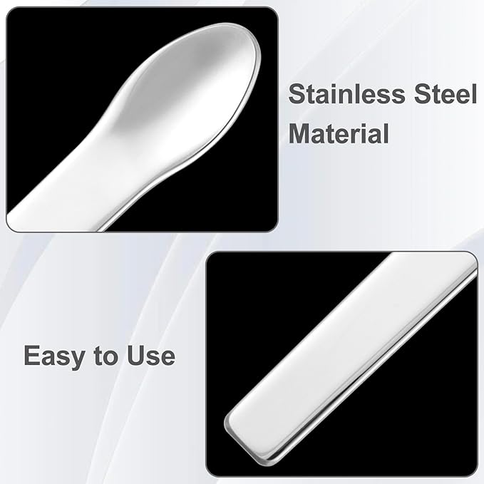 Pndeyo 3pcs Mini Metal Makeup Spatula, Reusable Cosmetic Cream Spatulas Spoon, Skincare Scoop Applicator Facial Massage Beauty Tools for Mixing and Sampling Face Eye Cream- Silver