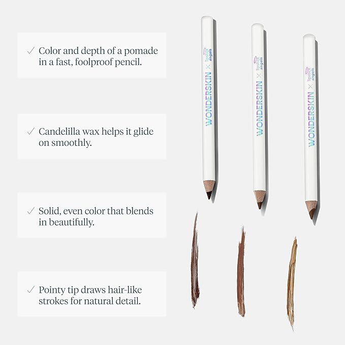 WONDERSKIN Eyebrow Pencil - Sharpenable Brow Pencil For Natural Looking Brows, Brown Eye Makeup, Long Lasting Eyebrow Pomade (Dark Brunette)