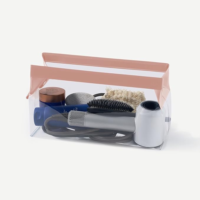 Cadence Parcel - Clear Kit with Magnetic Closure - Durable and Leak-Resistant Travel Toiletry Kit - Modular Design - Hygiene Bag for Travel Essentials - 4 Qt - Rose