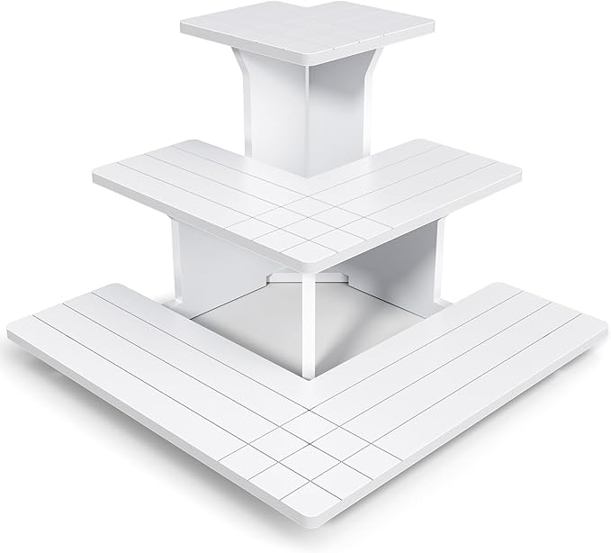 3 Tier White Display Shelves for Vendors, Display Stand Portable for Shop Retail, Display Stands for Vendor Events, Candles, Glasses, Crafts, Jewellery, Farmers Market Stand