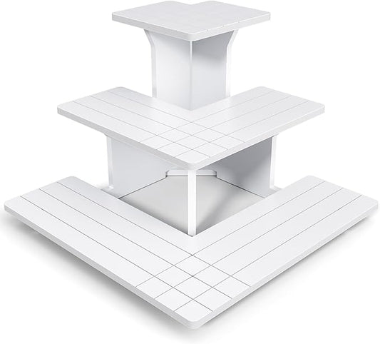 3 Tier White Display Shelves for Vendors, Display Stand Portable for Shop Retail, Display Stands for Vendor Events, Candles, Glasses, Crafts, Jewellery, Farmers Market Stand