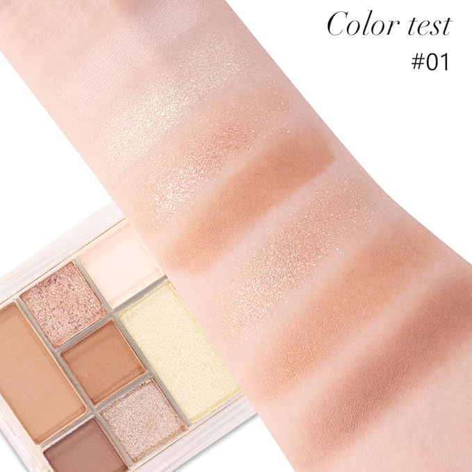 AMY'S DIARY 9-Color Warm Bronze Eyeshadow Palette, Gold Champagne Neutral Eye Makeup with Matte & Shimmer Shades, Highly Pigmented Long-Lasting Blendable Brown Nude Shadow for Daily Glam Look