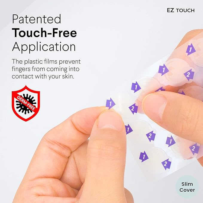 EZ Touch Touch-free Hydrocolloid Acne Pimple Patch (60 count, 12mm, Invisible) | Ultra-thin & Vaterproof | Patented Korean Slim Cover