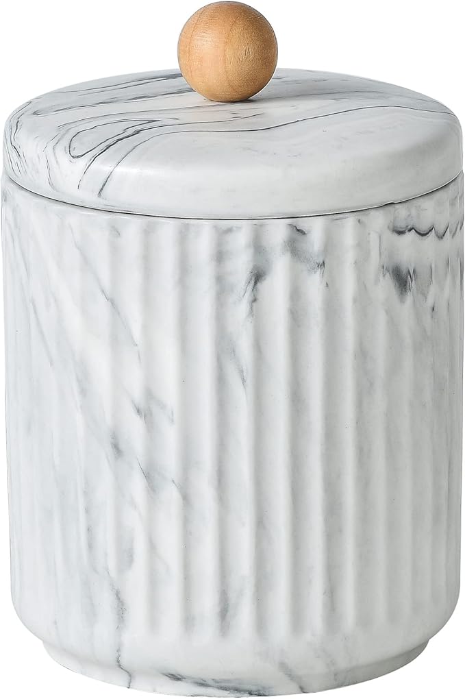 Redelaenor Bathroom Canister with Lid Qtip Holder Dispenser Jar Storage Organizer for Bathroom, Bedroom, Vanity, Kitchen Cabinet