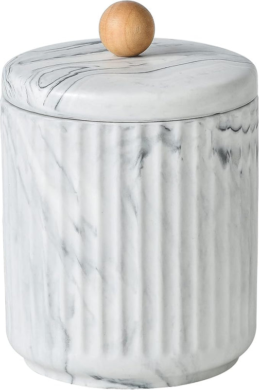 Redelaenor Bathroom Canister with Lid Qtip Holder Dispenser Jar Storage Organizer for Bathroom, Bedroom, Vanity, Kitchen Cabinet