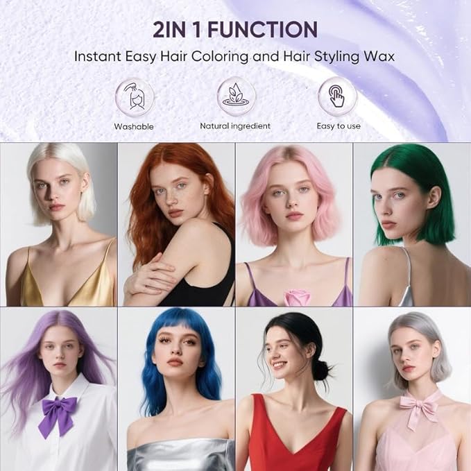 Temporary Hair Color Wax, Washable Styling Hair Clay, Instant White Hair Coloring Cream for Women Men Teens, DIY Hair Styling for Cosplay, Halloween & Parties (Yellow)