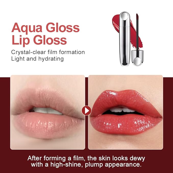 Rose Brick Red Hydrating Lip Gloss Tint – High Shine Moisturizing Lip Glaze with Lightweight Non-Sticky Texture, Long-Lasting Glossy Red Lip Tint for Smooth Full Lips, 610#