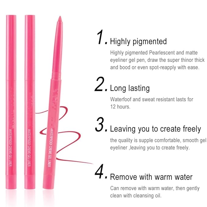 eyeliner pencil retractable eyeliner creamy pigmented smudge proof eye liner pen Shimmer Silver