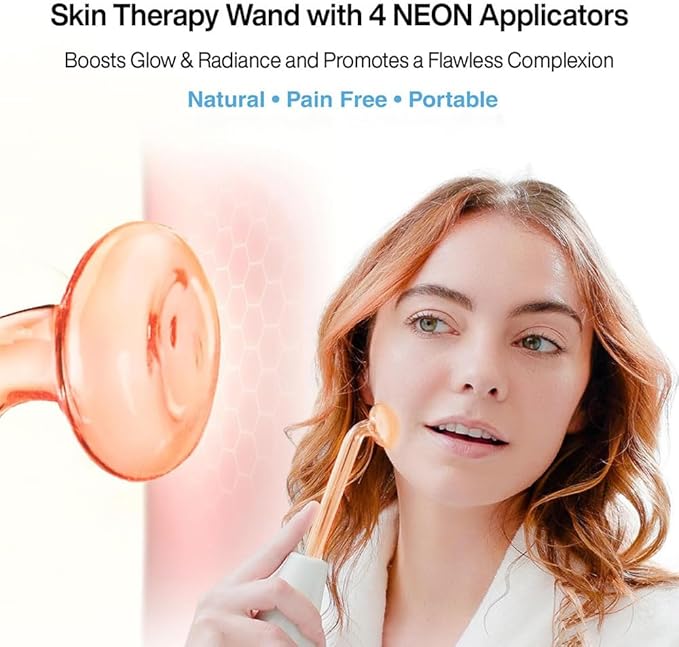 Wireless Lift Wand Professional High Frequency Facial Wand Machine Includes 4 Electrodes,Therapy Wand - Xenon Gas Diminish Wrinkles, Scars, Dark Circles, Breakthrough Device for Beauty (Black)