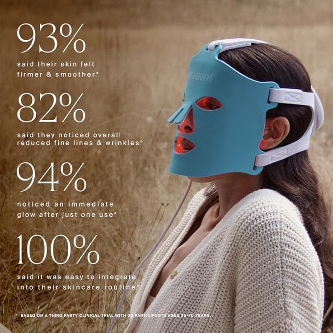 HigherDOSE Red Light Face Mask - FDA Cleared LED Red Light Therapy for Face with Near Infrared Technology - At-Home Facial Device to Improve Fine Lines, Wrinkles, Hydration & Redness for Glass Skin