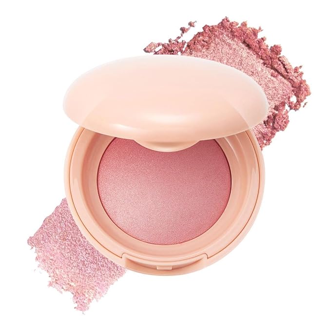 XngQuJoy Baked Highlighting Blush, Soft Pinch Glitter Powder Blush, Natural Finish, Buildable Color, Long Lasting Complexion, Shape, Contour & Highlight for All Skin Tones (F)