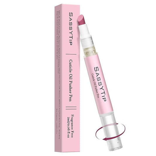 SASSYTIP Ceramic Cuticle Pusher & Oil Pen, 2ml Rose/Lavender Scented Nail Care Pen, Gentle Cuticle Remover for Dry & Damaged Nails, Hangnails, Moisturize Strengthen Brighten (Pink)