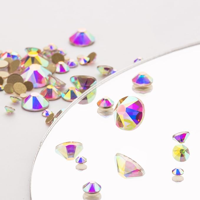 Novani Crystal AB Rhinestones 1440pcs Flat Back Round Rhinestone Style 2088 Sparkly Crystal Gemstones for Nail Art and Crafting SS16,3.8-4.0mm