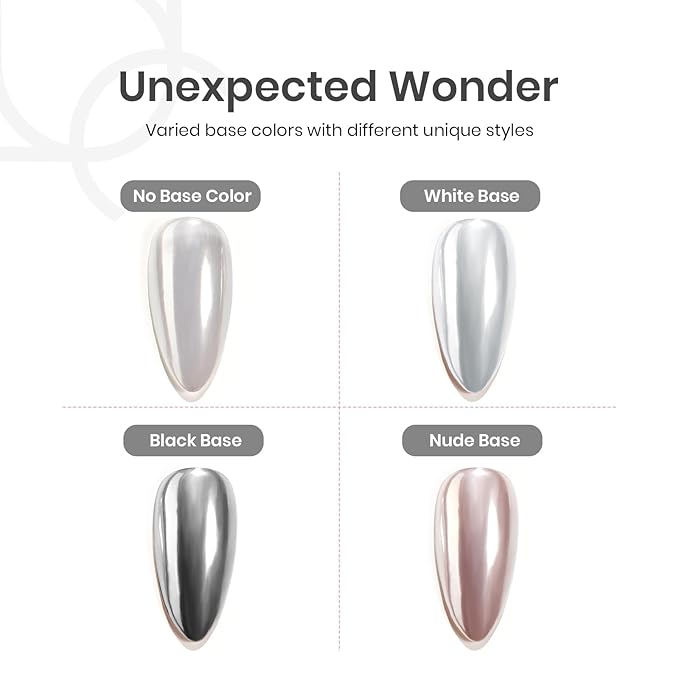 Beetles Silver Aurora Chrome Nail Powder Pearl Mirror Effect 1g Chrome Powder for Gel Nail Polish Silver Manicure Crome Nails Glazed Nails Art Design Gift for Women