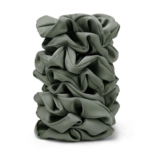 Satin Scrunchies for Women – 8PCS Green Silk Hair Ties – No Crease, Frizz-Free, Gentle Elastic Hair Bands for Thick & Thin Hair, Soft & Stylish Hair Accessories Gifts