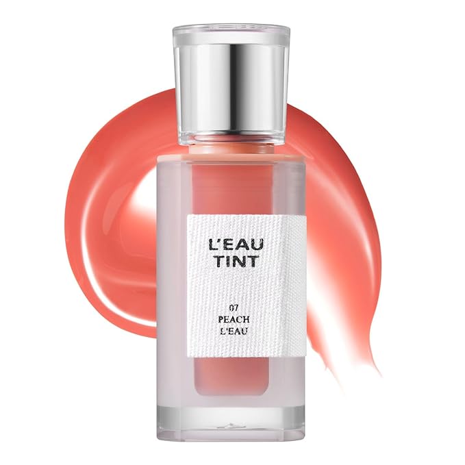 BBIA L’EAU Tint – Glossy & Glow Lip Stain Watery Lip Tint Non-Sticky High Shine Finish Long-lasting Moisturizing Lightweight Natural Daily Use Vegan Korean Makeup (07 PEACH L'EAU)